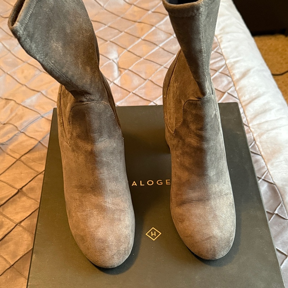 Halogen Taupe Suede Heeled Boots